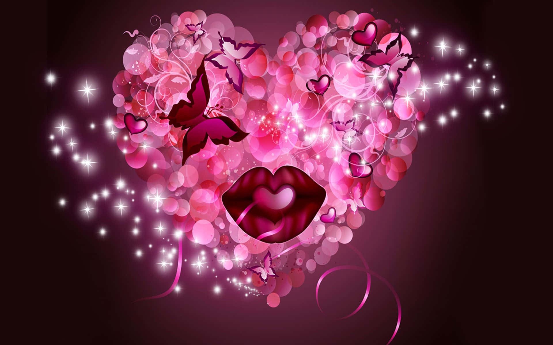 Download A Tender Moment of Pink Love Wallpaper