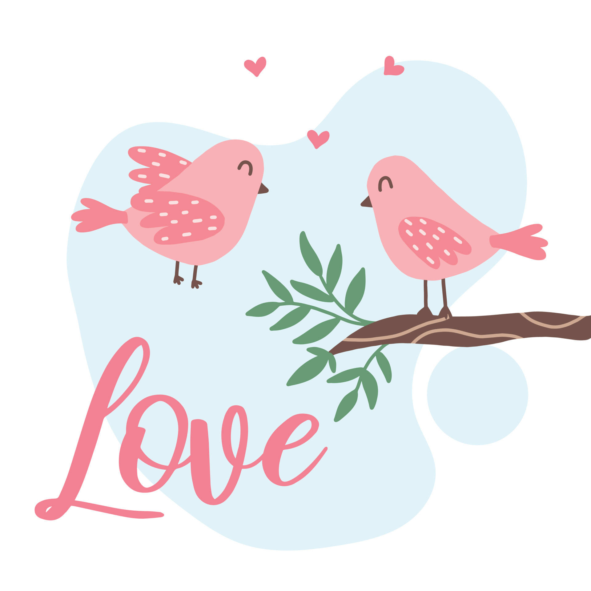 Pink Love Birds Greeting Wallpaper