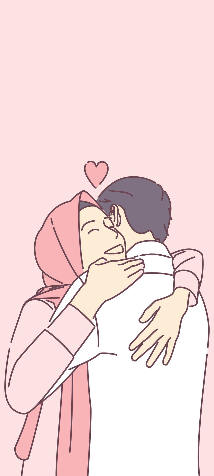 Pink Love Cartoon Hijab Wallpaper