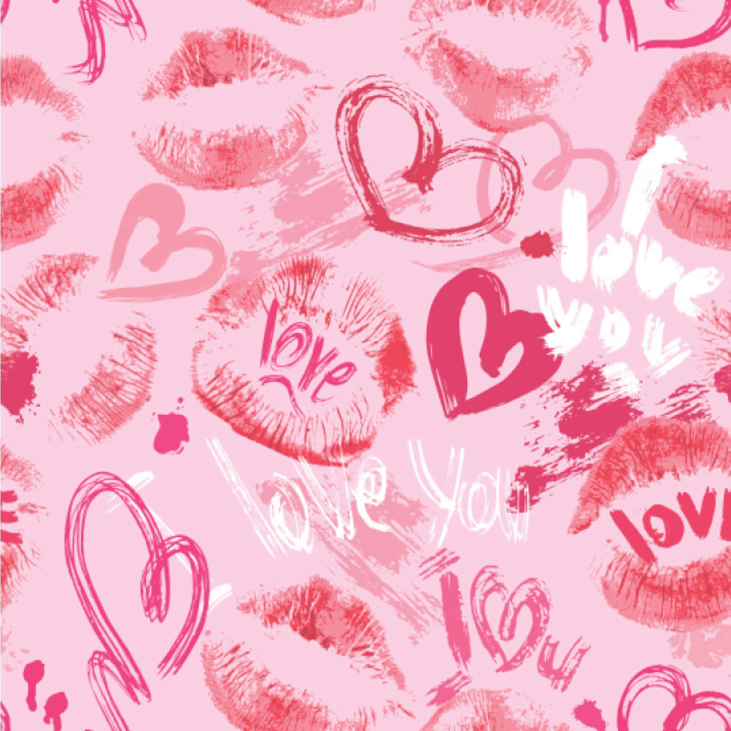 Pink Love Kisses Pattern Wallpaper