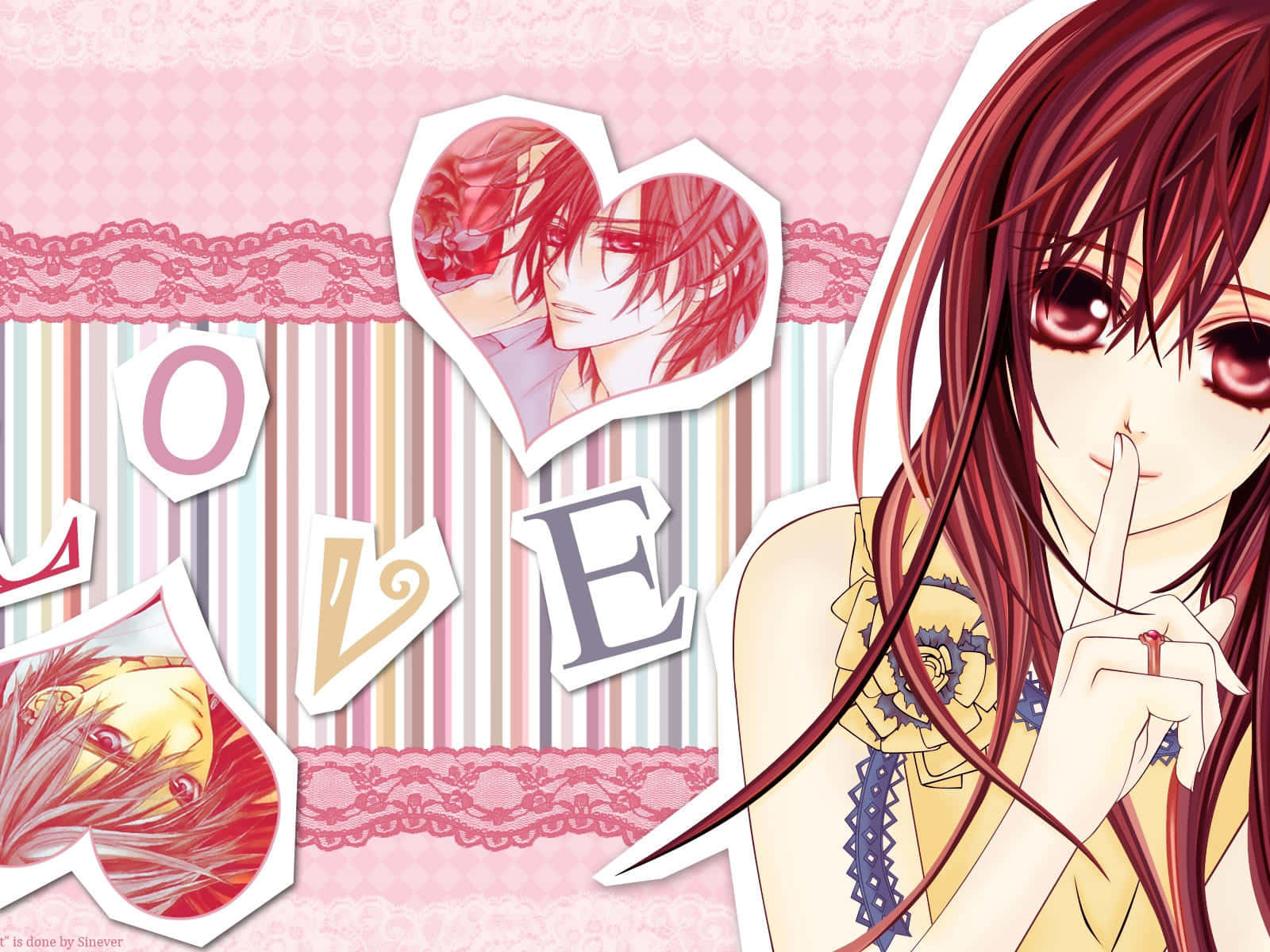 Pink Love Romance Anime Poster Wallpaper