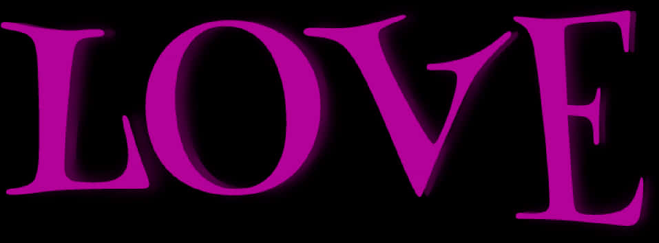 Pink Love Text Black Background PNG