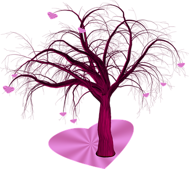 Pink Love Tree Artwork PNG