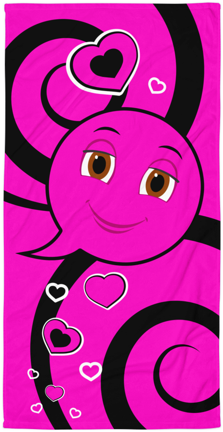 Pink Love Worm Character Towel PNG