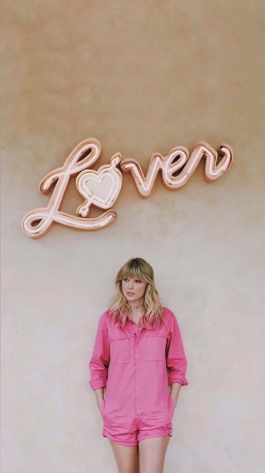 Pink Lover Neon Signwith Woman Wallpaper