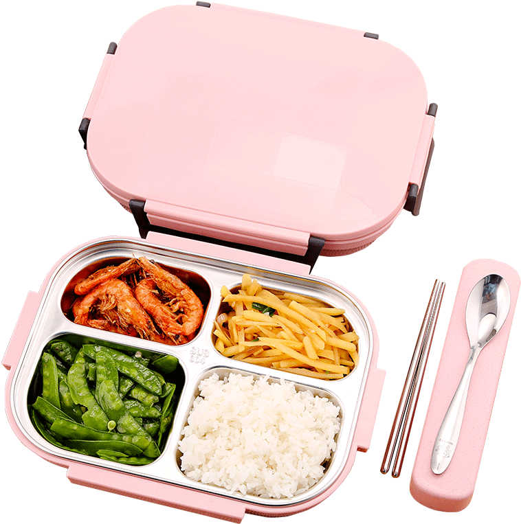 Pink Lunchbox Filled With Food PNG