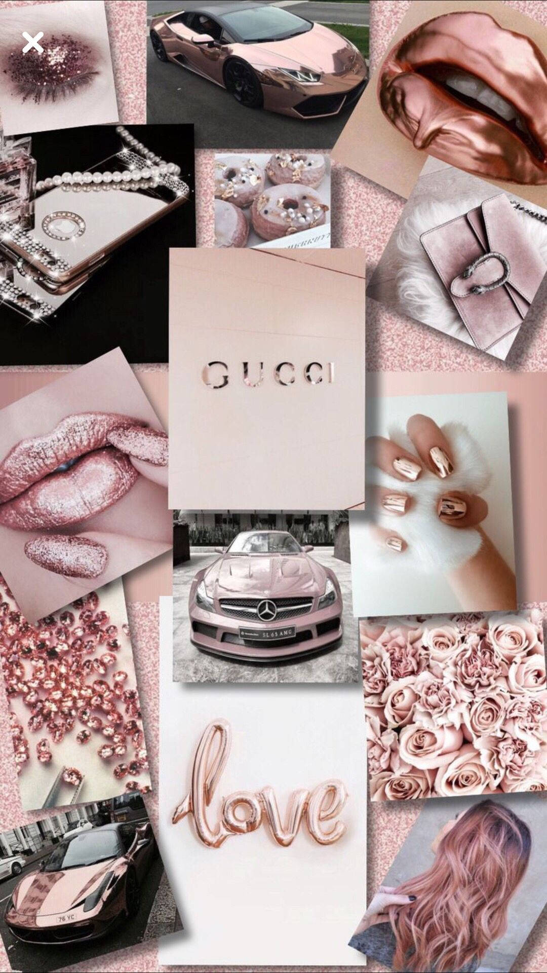 Pink Luxury Collage Gucci Theme Wallpaper