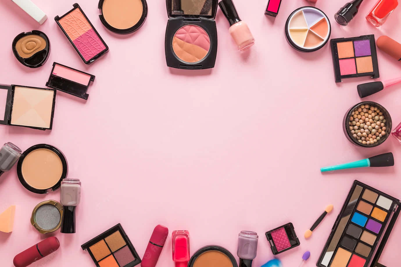 Vibrant Pink Makeup Aesthetic Wallpaper