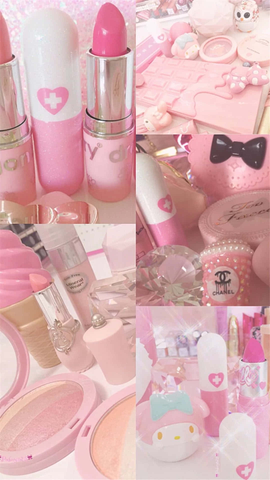 Pink Makeup Collage Aesthetic Wallpaper