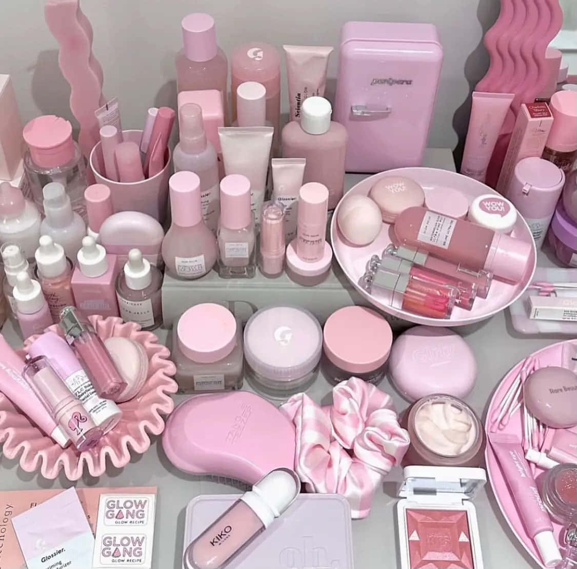 Pink Makeup Collection Aesthetic Wallpaper