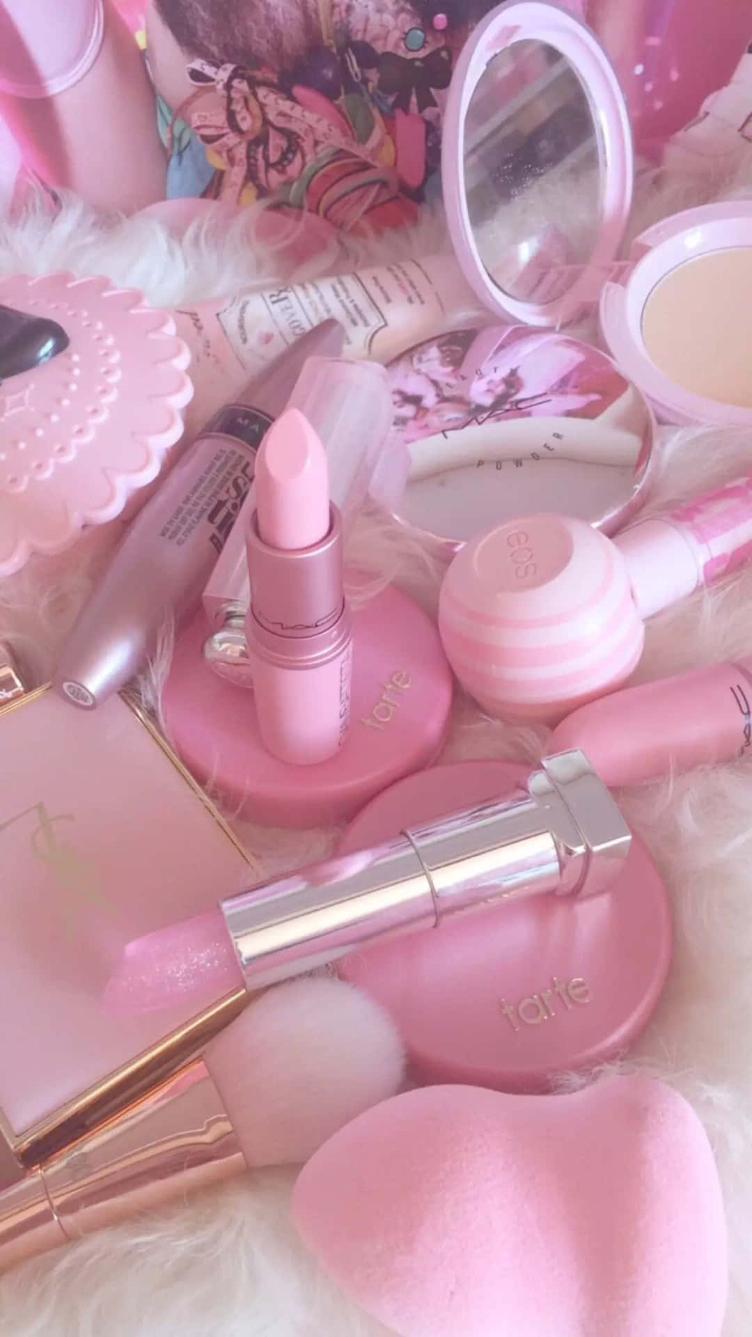 Pink Makeup Collection Aesthetic Wallpaper