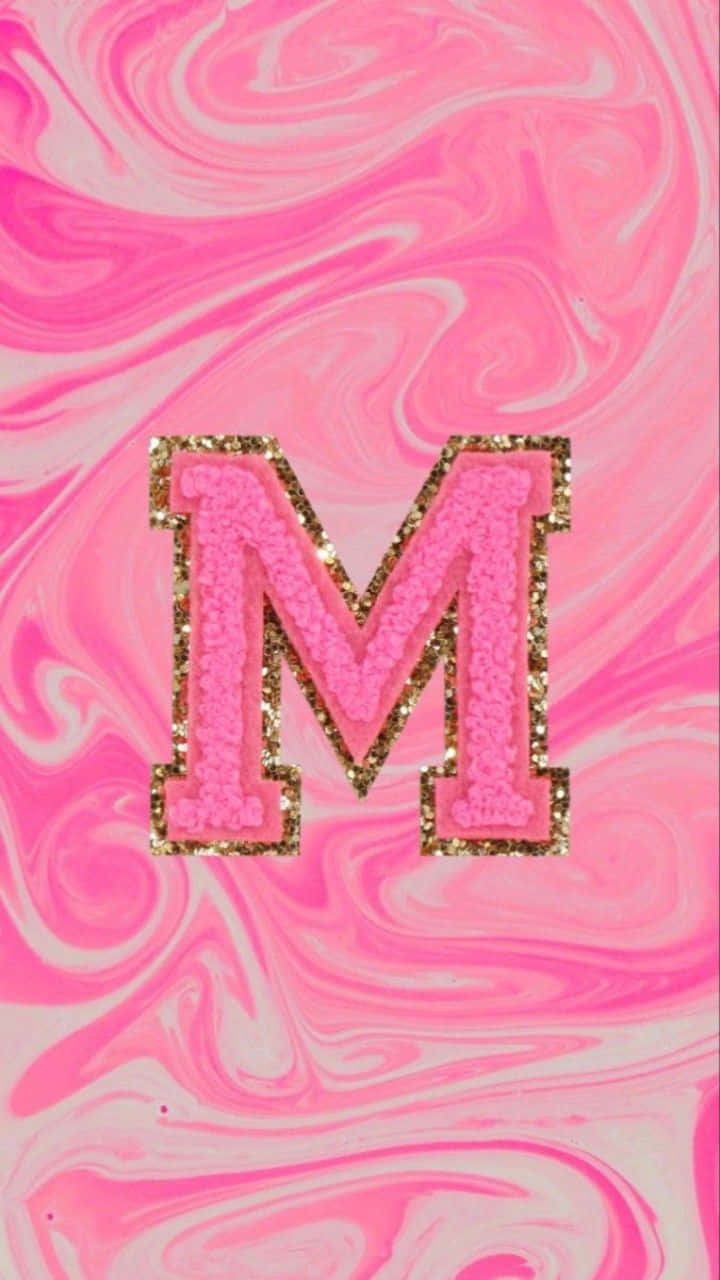 Pink Marble Backgroundwith Glitter M Letter Wallpaper