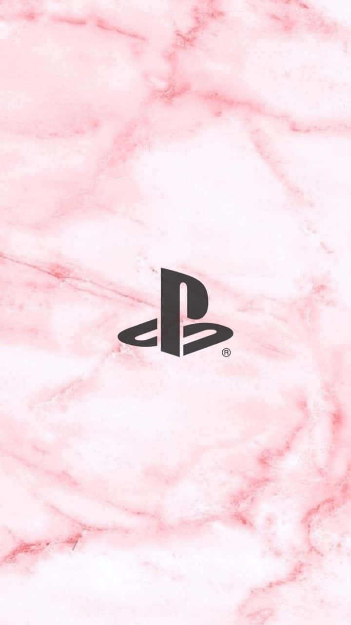 Roze Marmer Play Station Logo Wallpaper Achtergrond