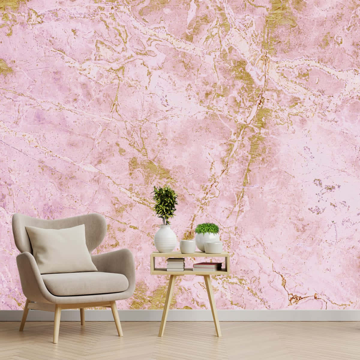 Pink Marble Wall Interior Design Wallpaper