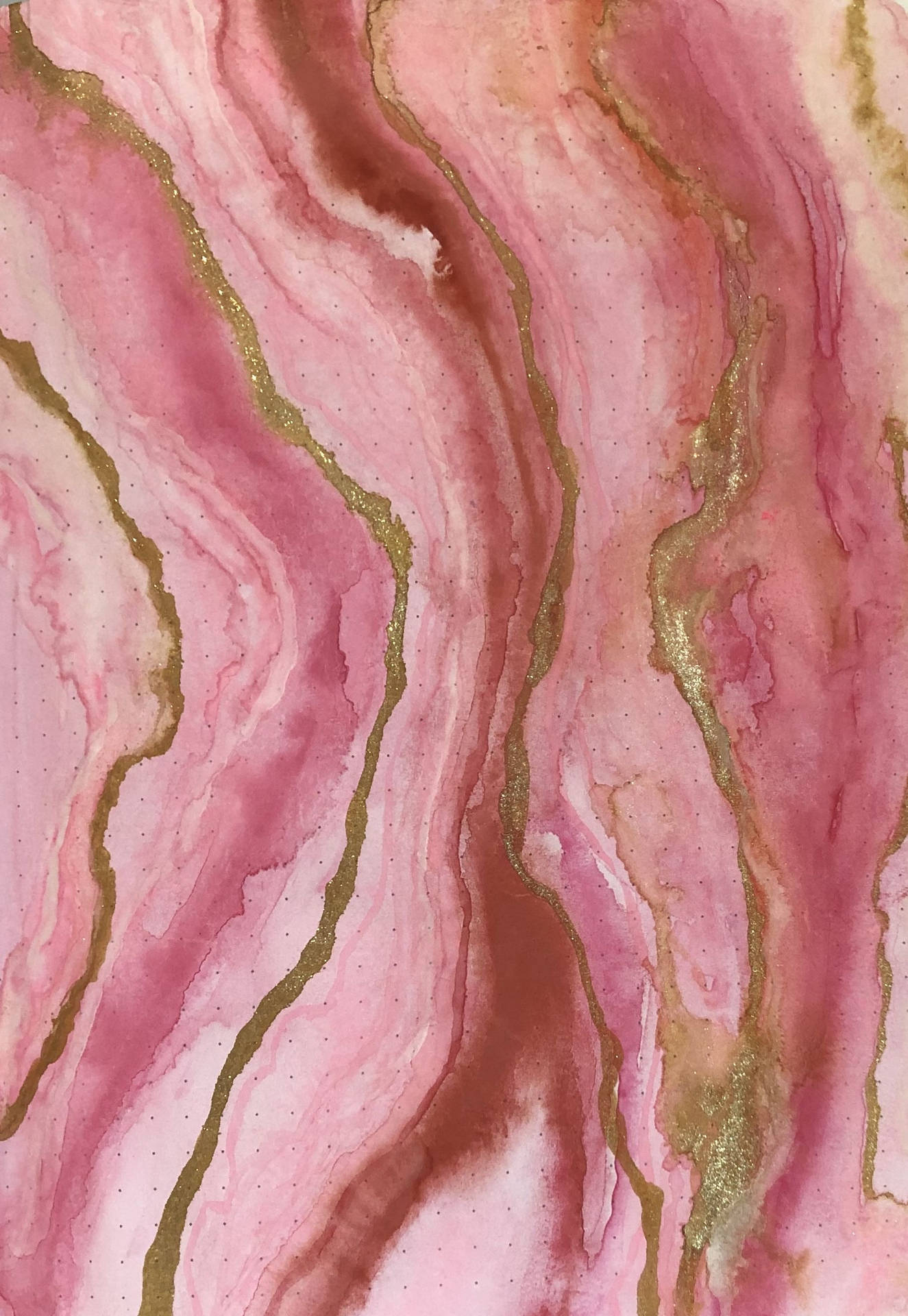 Pink Marmor Med Guld Glitter Wallpaper