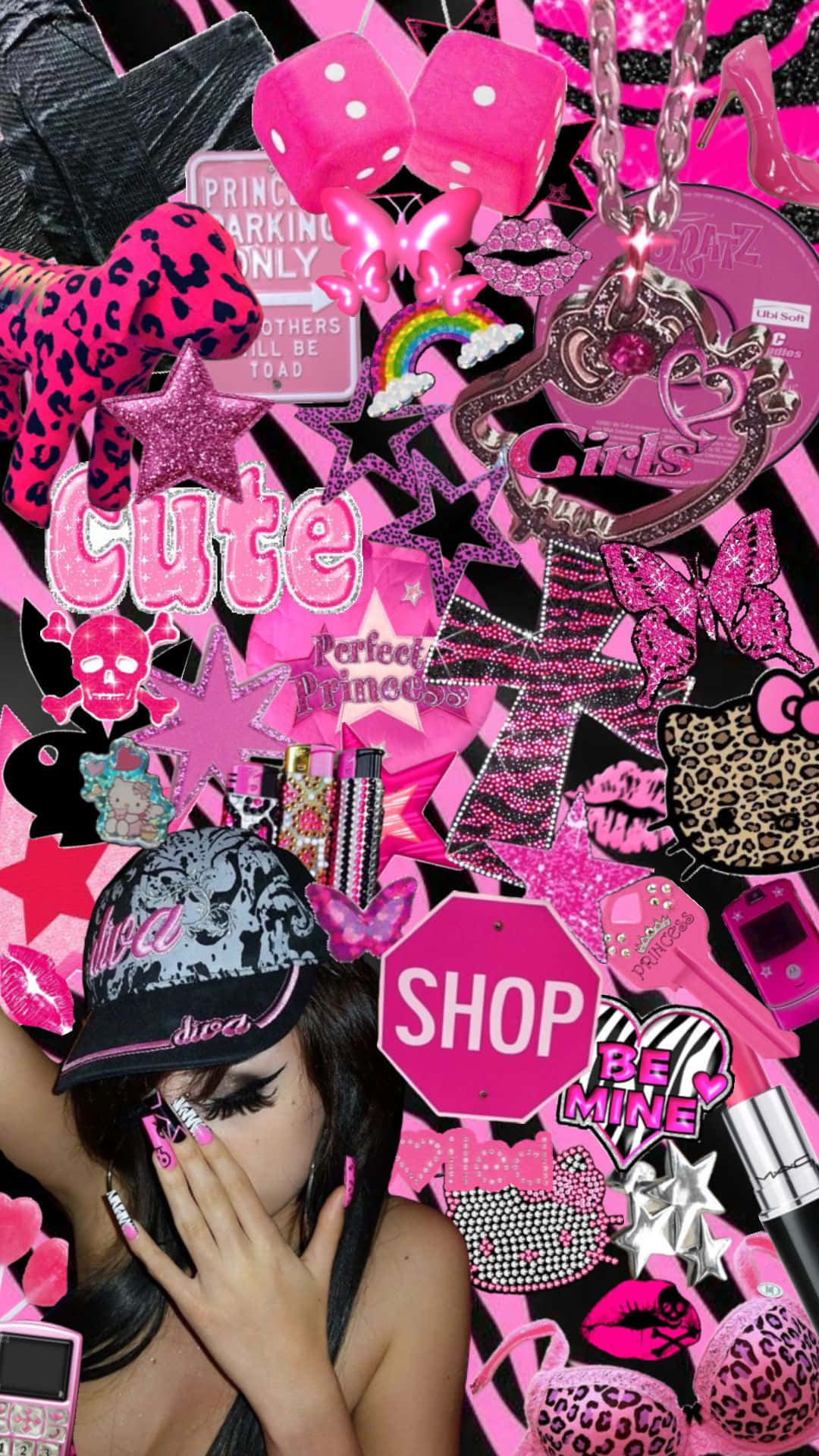 Pink Mc Bling Aesthetic Collage Wallpaper