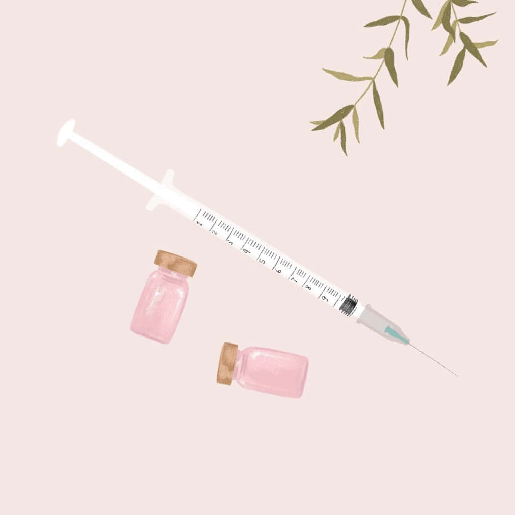 Pink Medical Syringeand Vials Aesthetic Wallpaper