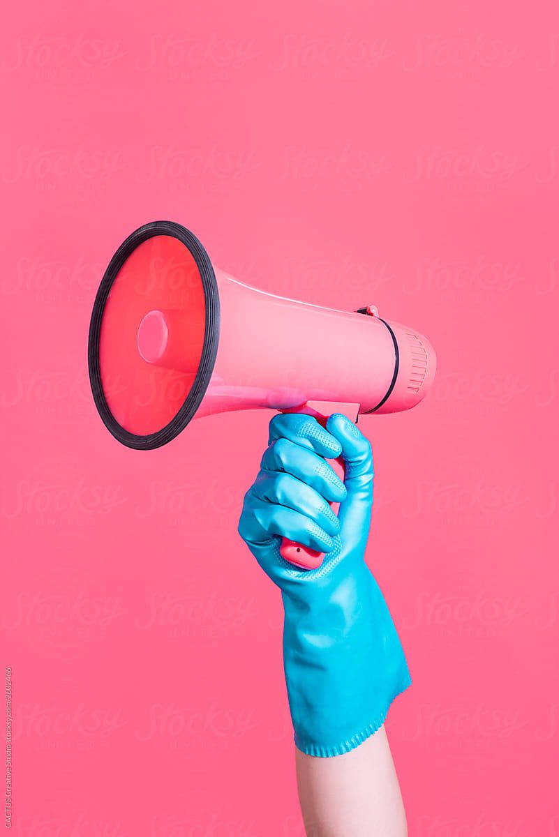 Pink Megaphone And Blue Gloves Wallpaper
