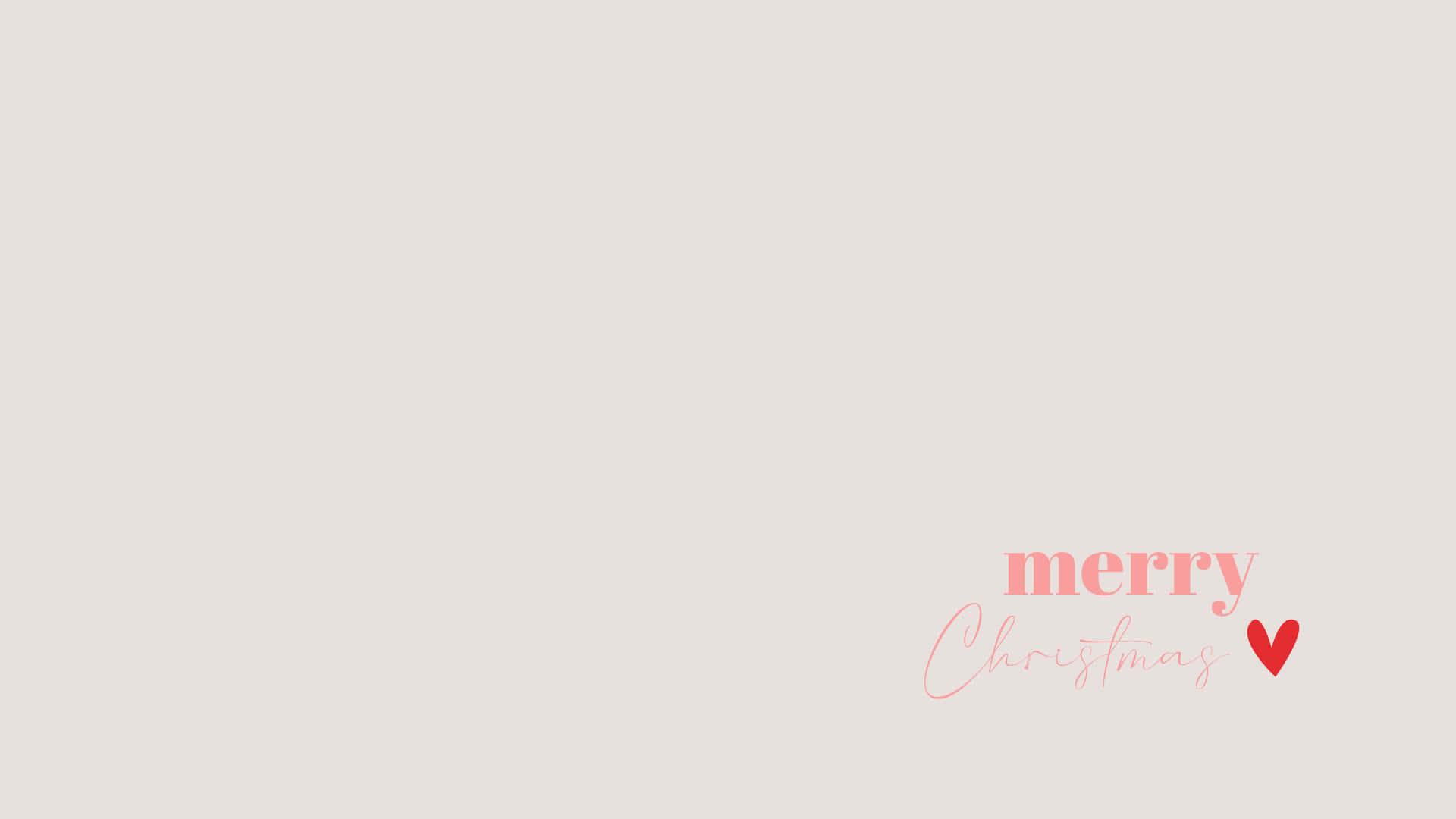 Pink Merry Christmas Heart Simple Background Wallpaper