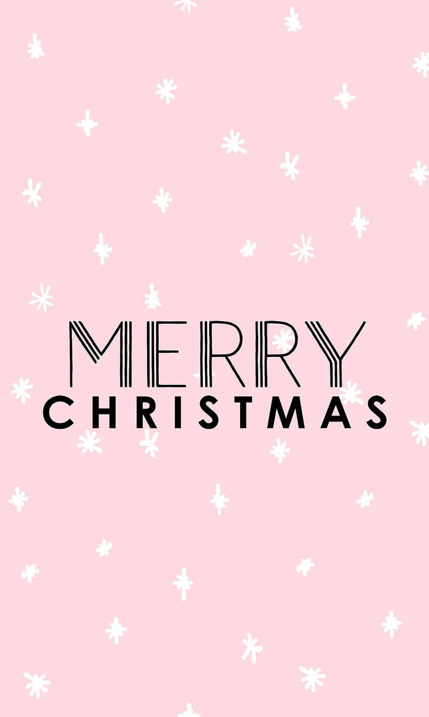 Pink Merry Christmas Snowflake Background Wallpaper