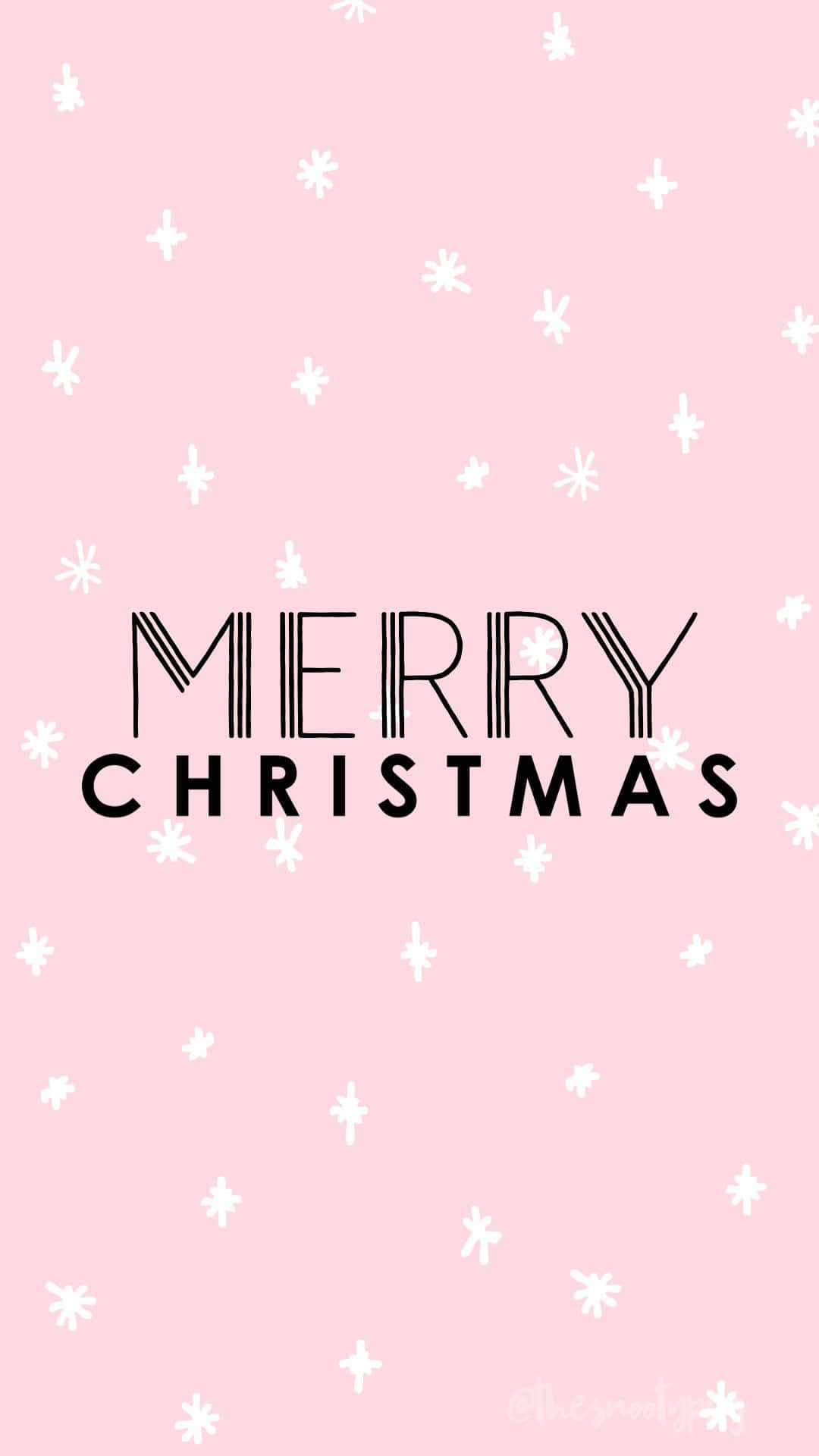 Pink Merry Christmas Snowflake Background Wallpaper