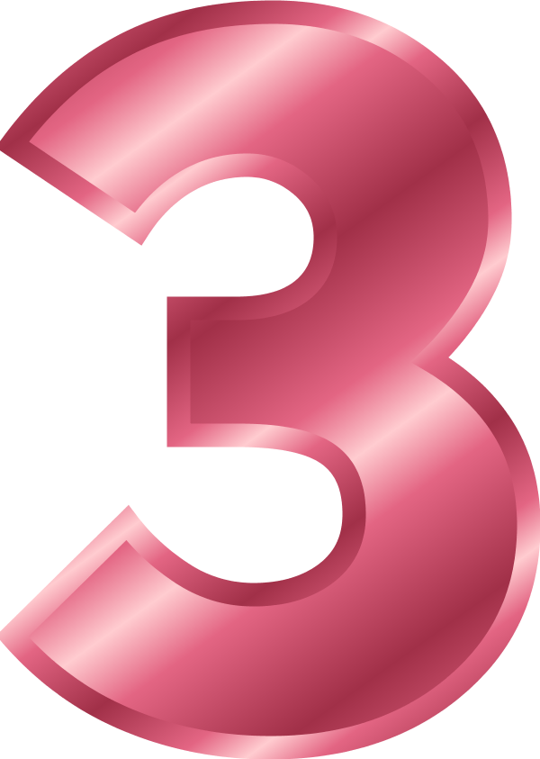 Pink Metallic Number Three PNG