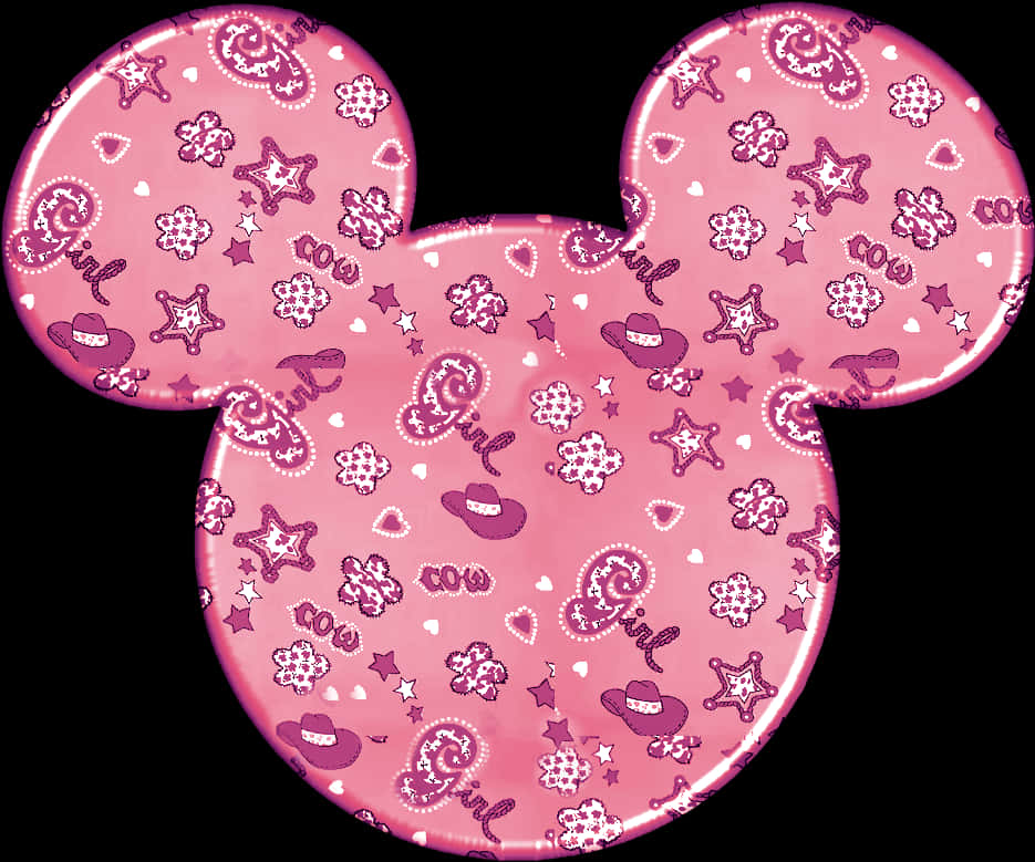 Pink Mickey Mouse Head Pattern PNG