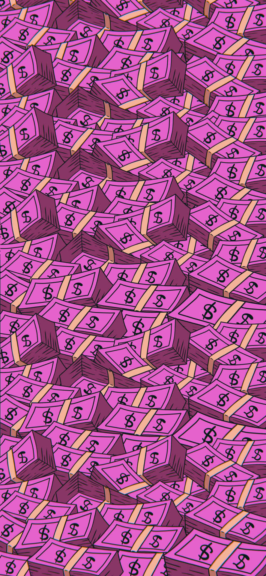 A Purple Background With Money Bills Wallpaper