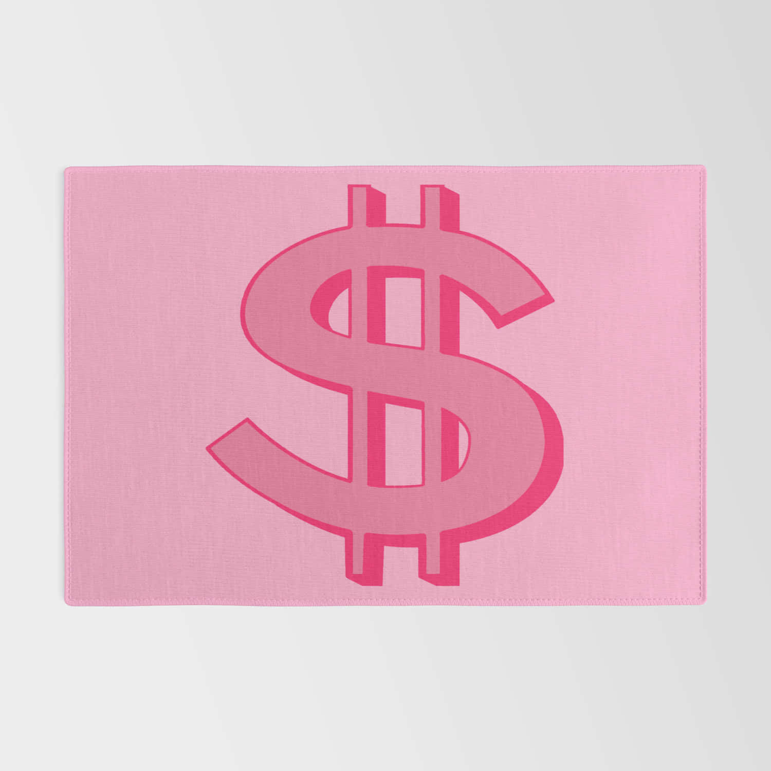 A Pink Rug With A Dollar Sign On It