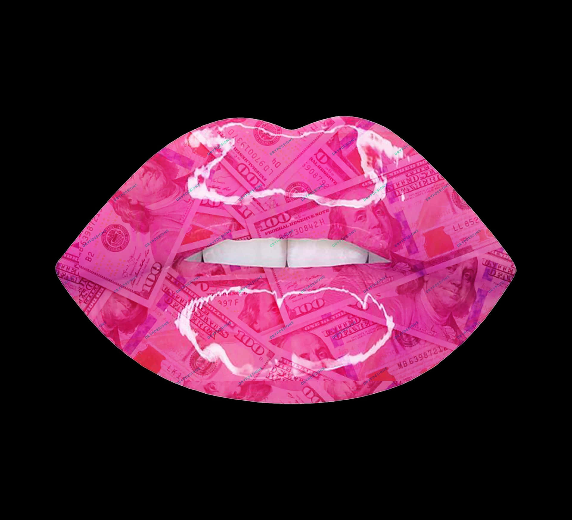 A Pink Lipstick With Money On It Wallpaper