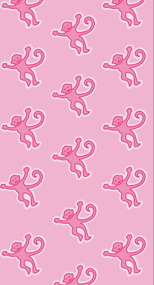 Pink Monkey Pattern Background Wallpaper