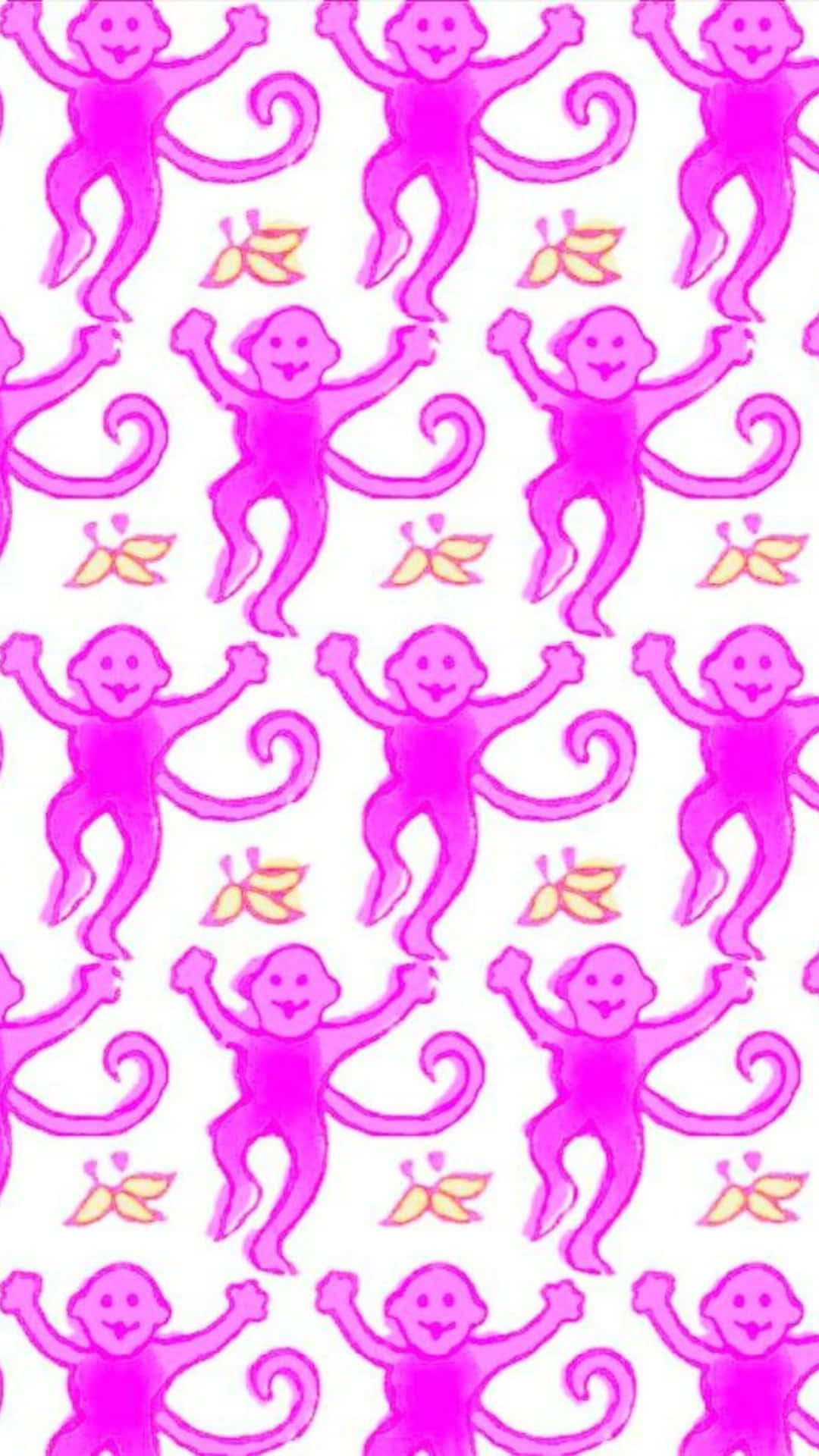 Pink Monkey Pattern Preppy Design Wallpaper