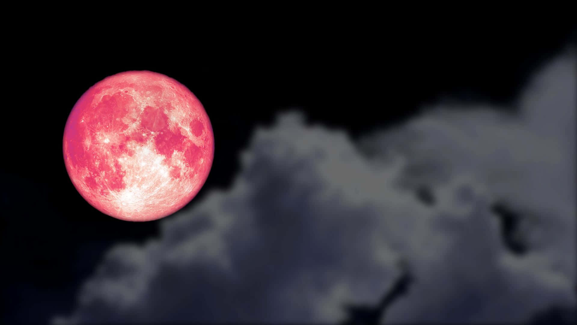 Pink Moon And Gray Clouds Wallpaper