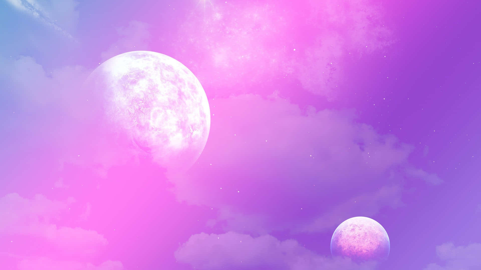 Et smukt pink måne synlig i nattens himmel. Wallpaper