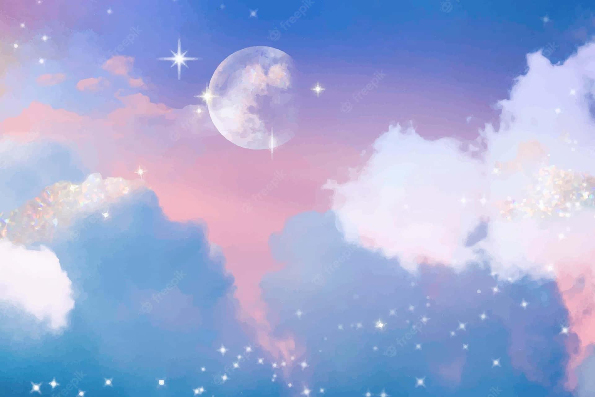 Sparkling Pink Moon And Sky Wallpaper