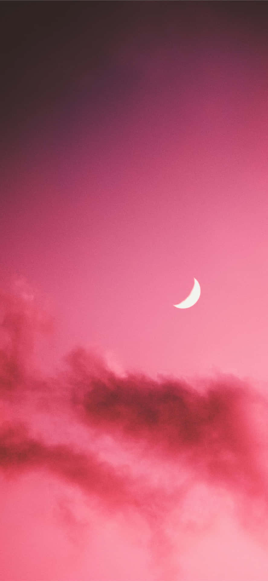 A memorable photo of a beautiful pink moon rising in the night sky Wallpaper