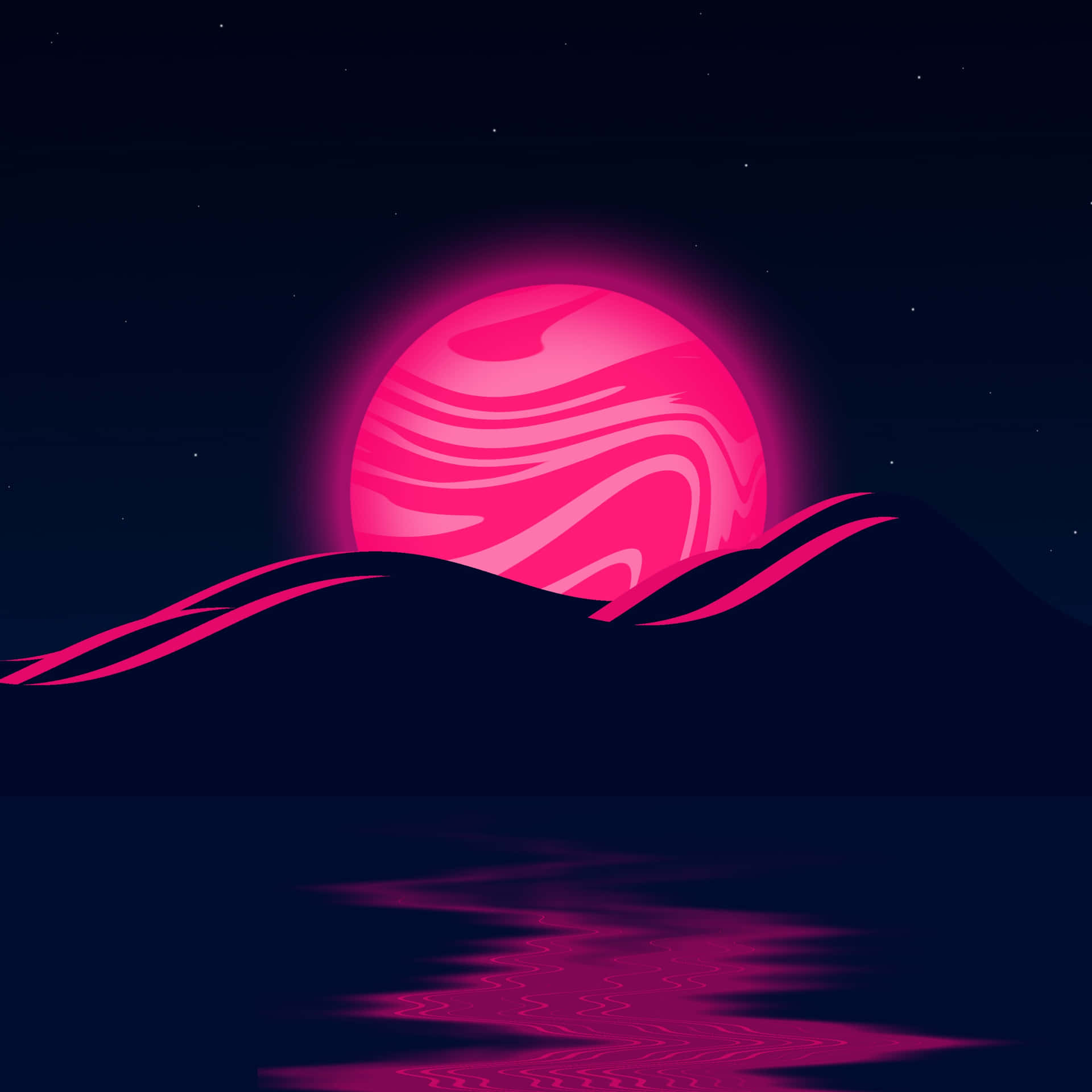 A Vibrant Pink Supermoon Lights Up the Night Sky Wallpaper