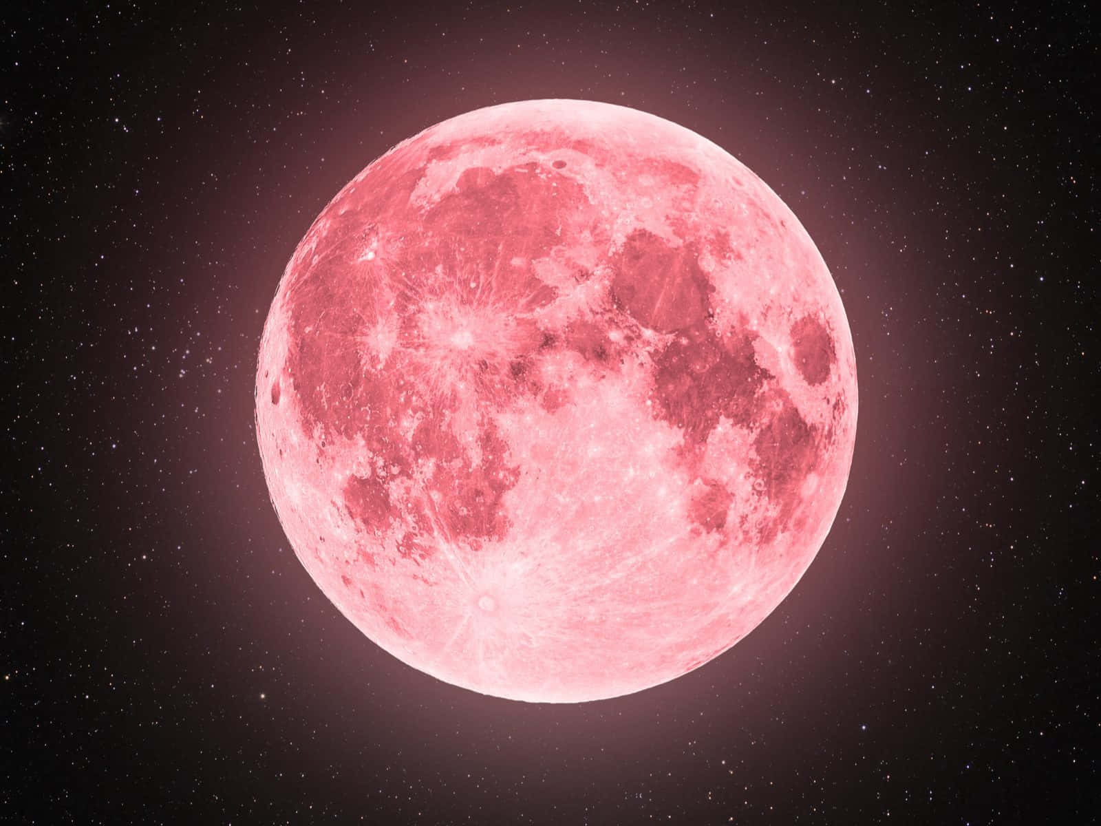 Glowing Big Pink Moon In Sky Wallpaper