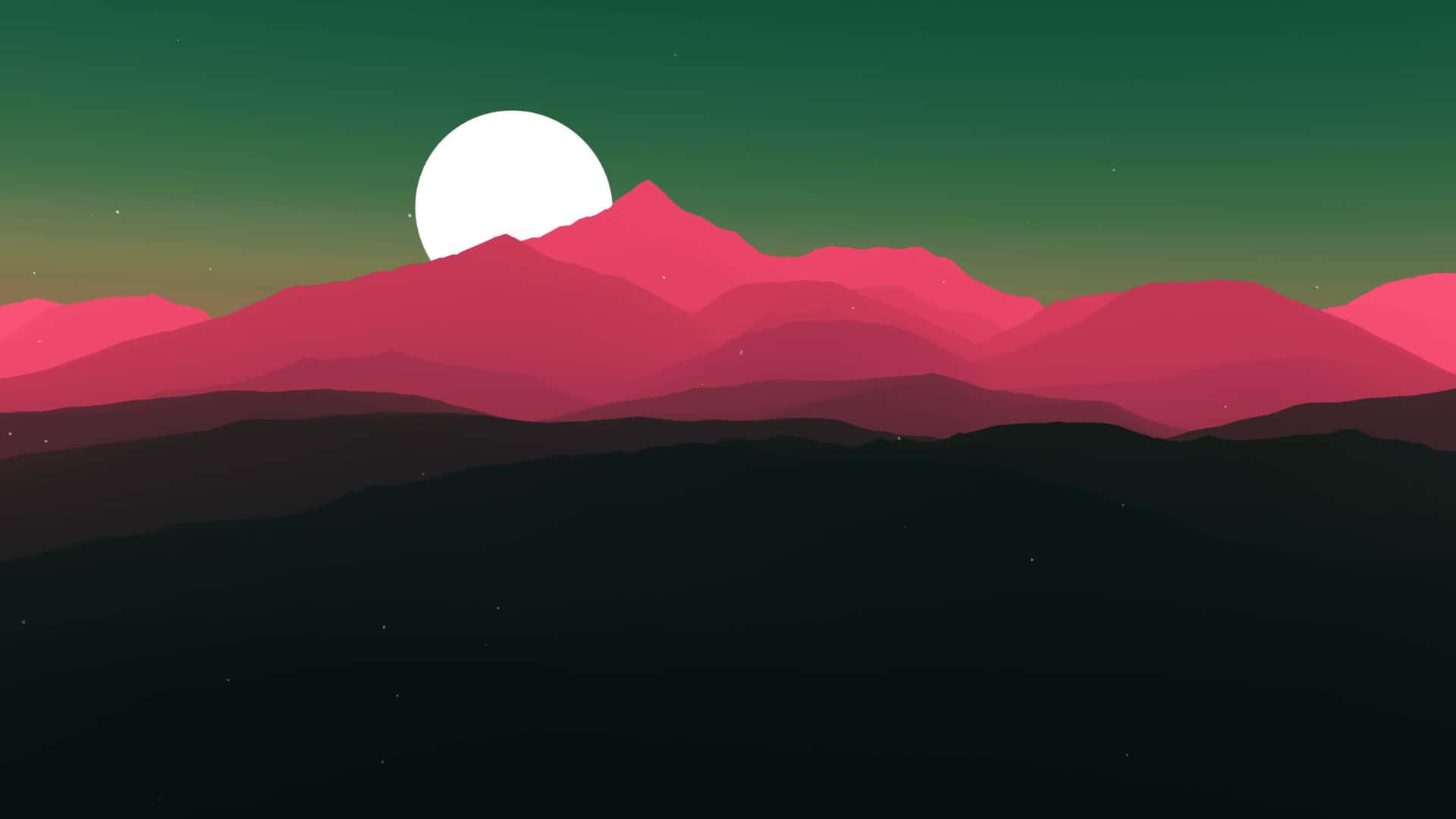 Gunung Merah Di Senja Hijau Wallpaper
