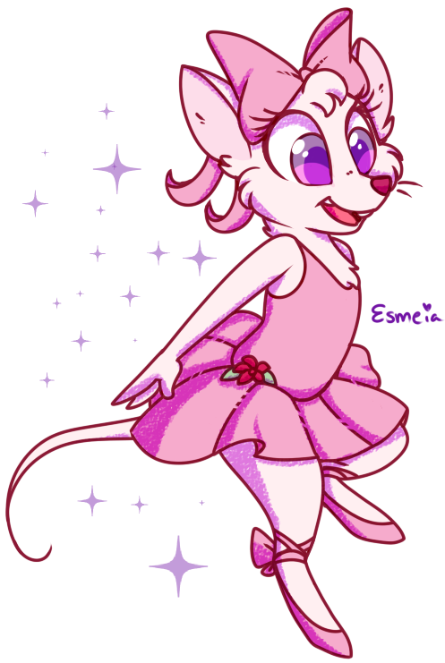 Pink Mouse Ballerina Cartoon PNG