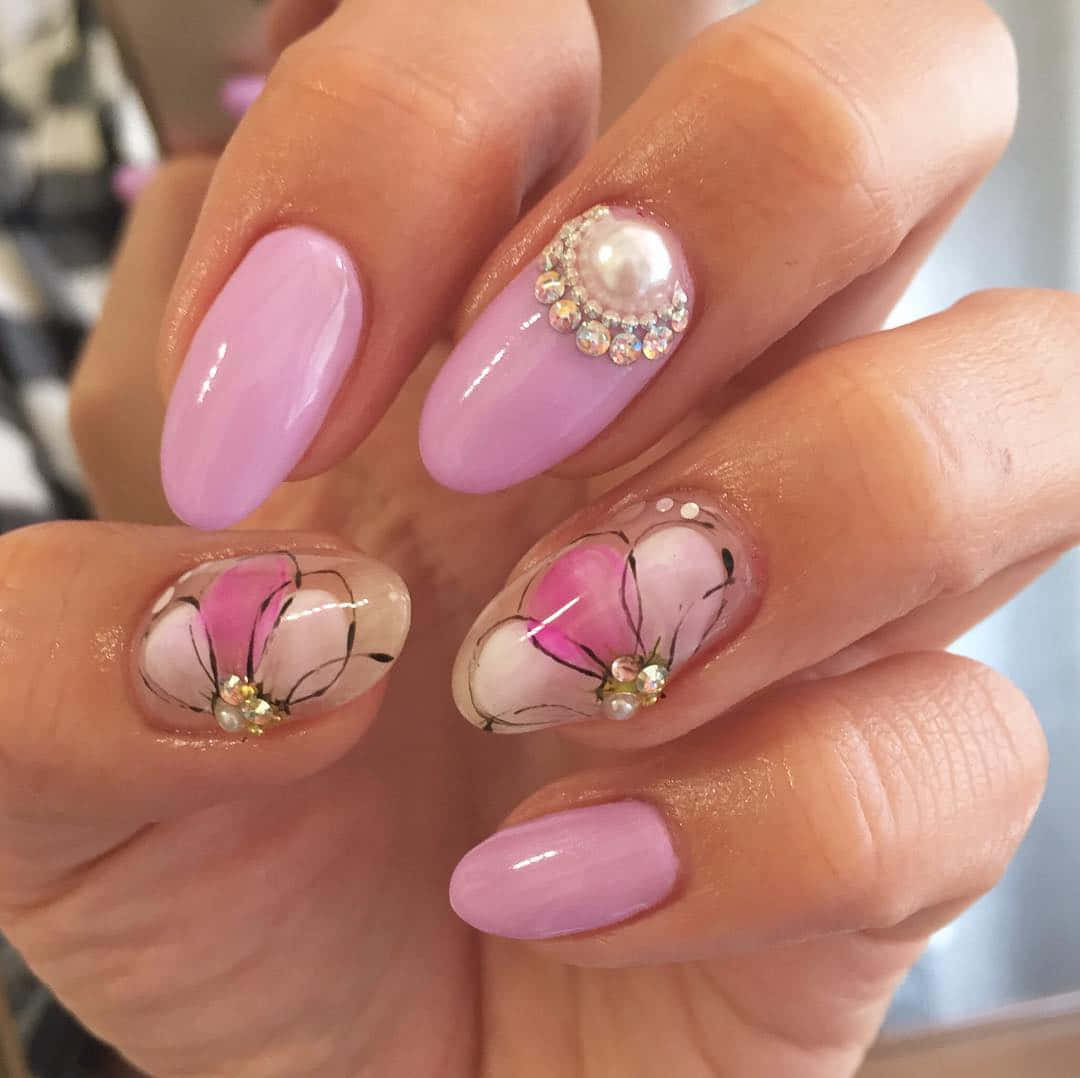 50 Eye-Catching Nail Art Designs : Different Colour Nails with Flower