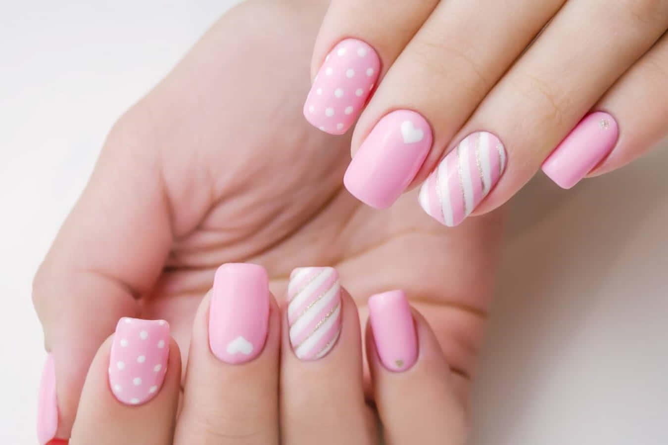 Beautiful Pink Nail Art Design Wallpaper