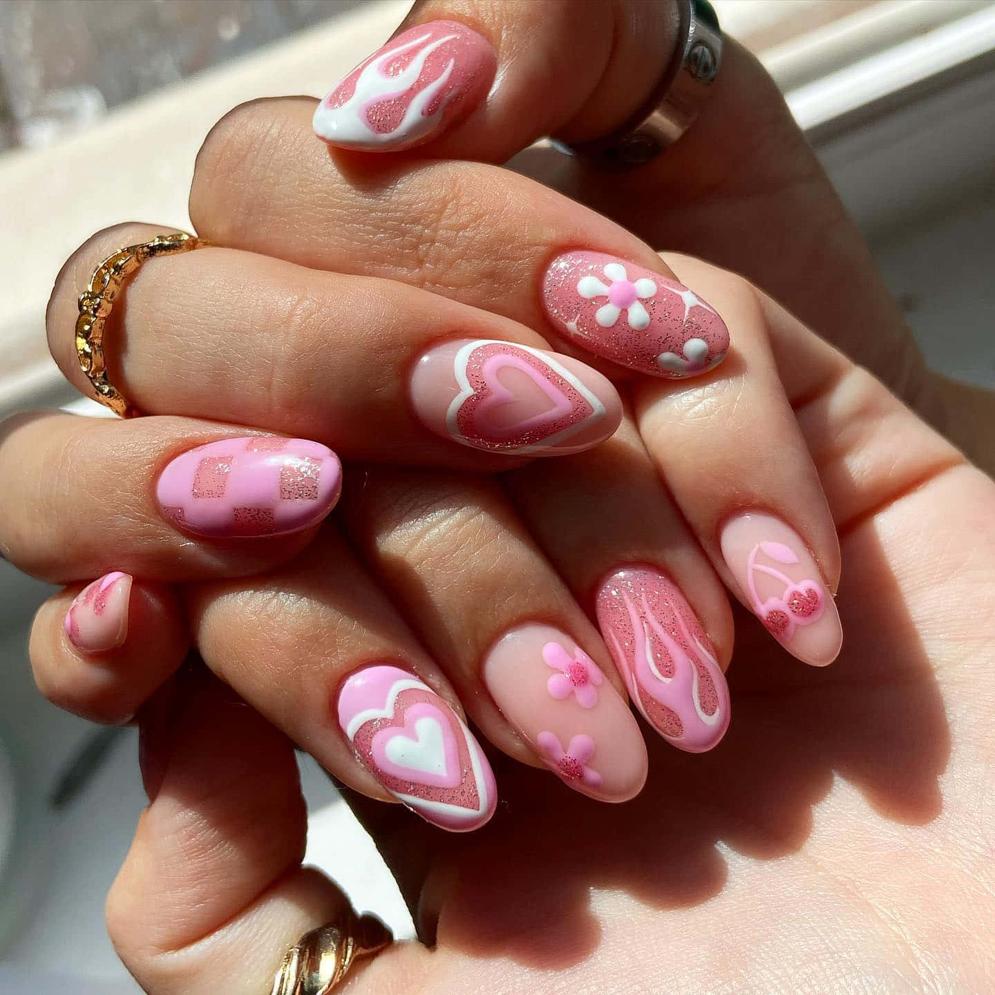 Elegant Pink Nail Art Design Wallpaper