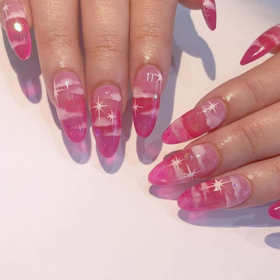 Elegant Pink Nail Art Design Wallpaper