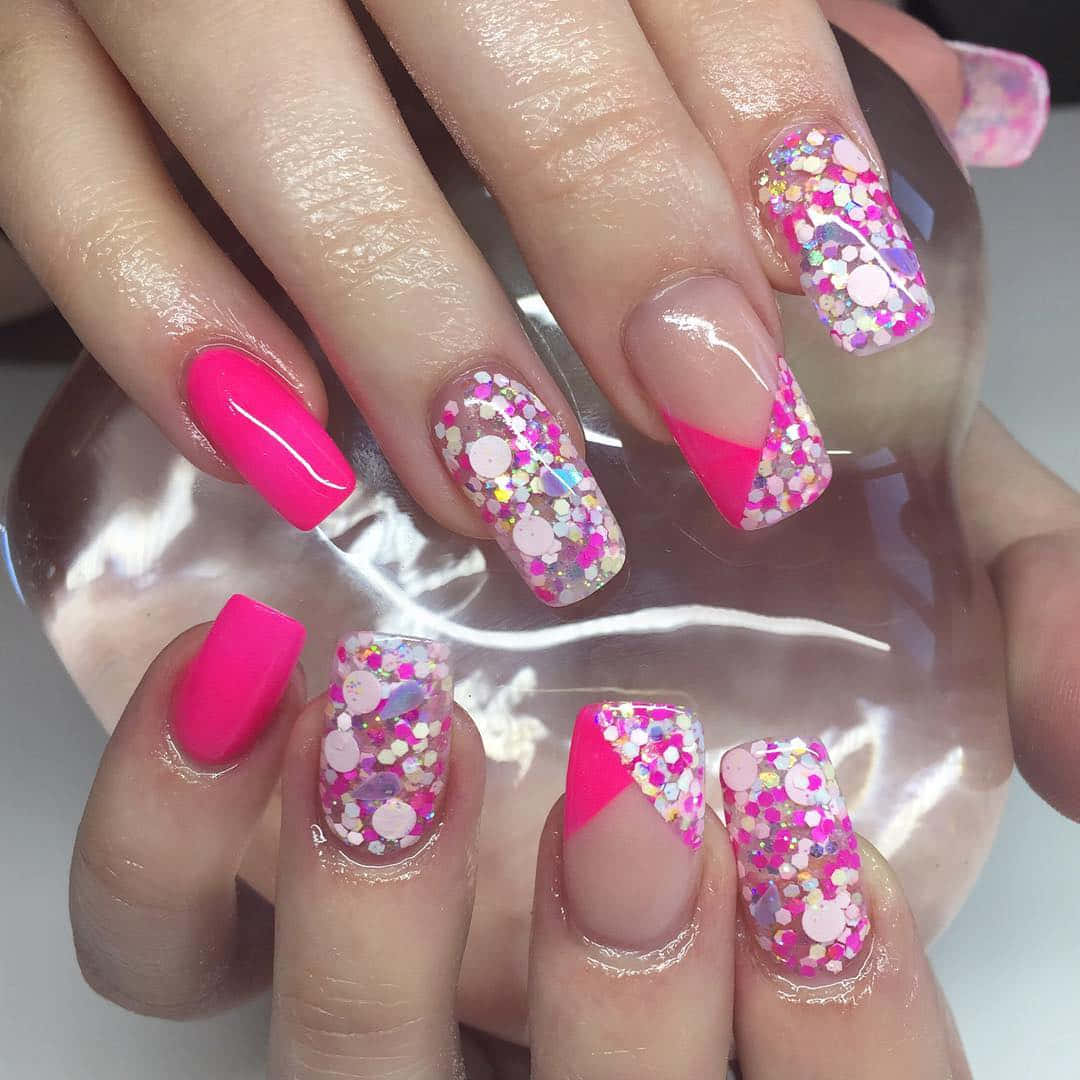 A Blend of Passion and Elegance: Stunning Pink Nails Wallpaper