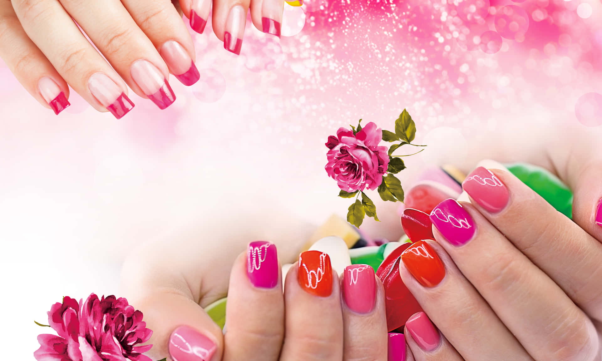 Caption: Elegant Pink Nails Design Wallpaper