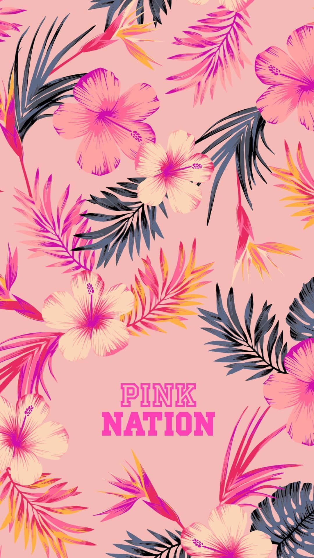 Pink Nation - Tropical Floral Pattern Wallpaper