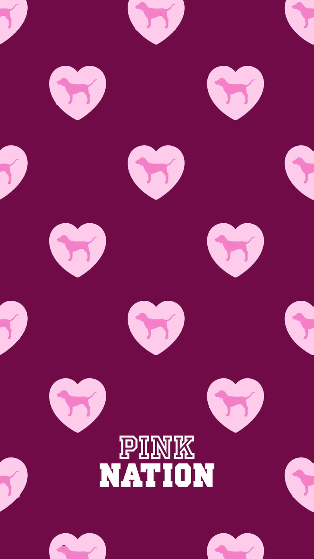 Pink Nation Logo With Hearts And Dogs Icons Wallpaper