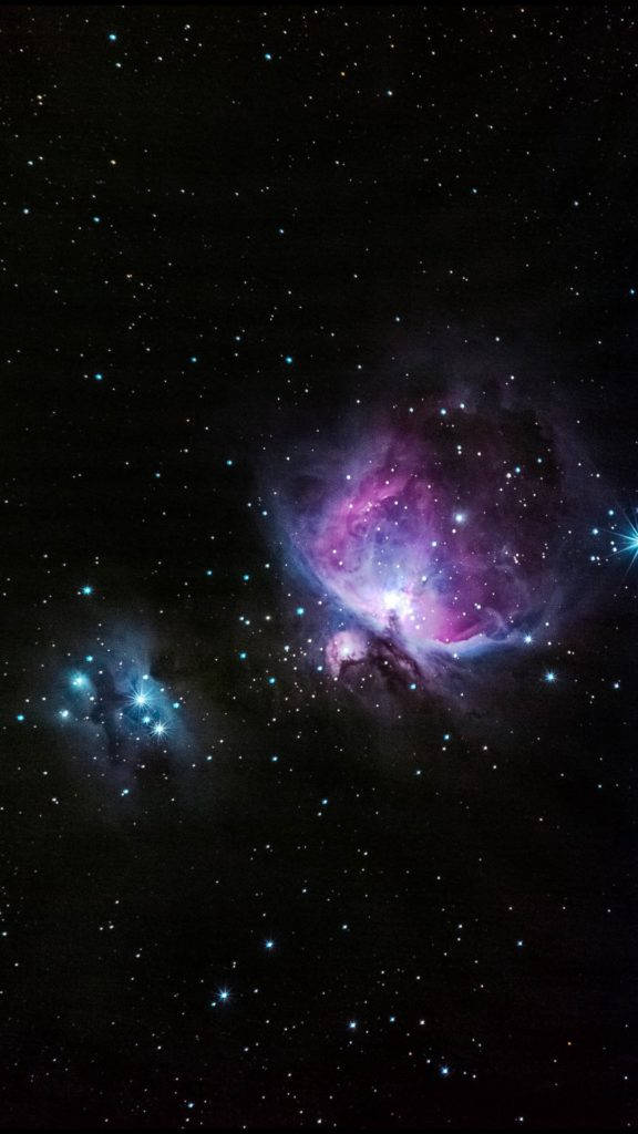 Pink Nebula In Blue Space Phone Wallpaper