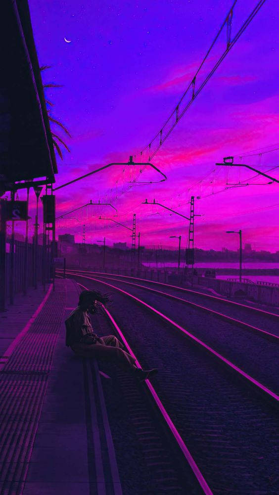 Railroad Pink Neon Aesthetic Wallpaper